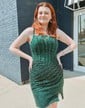 Sparkly Square Neck Sequin Bodycon Beaded Homecoming Dresses