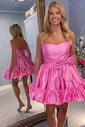 Unique Bubblegum Skater Satin Ruufle Homecoming Dresses