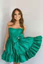 Unique Bubblegum Skater Satin Ruufle Homecoming Dresses
