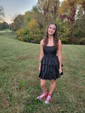 Elegant Black Skater Taffeta Tiered Homecoming Dresses