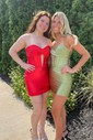 Cut Out Corset Strapless Satin Bodycon Ruched Homecoming Dresses