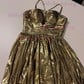 Unique Champagne Metallic Skater Pleated Homecoming Dresses