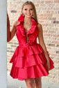 Unique Skater Taffeta Ruffle Tiered Homecoming Dresses