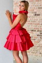 Unique Skater Taffeta Ruffle Tiered Homecoming Dresses
