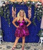 Unique Halter Skater Metallic Ruffle Tiered Homecoming Dresses