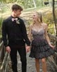 Sparkly A-line Strapless Tiered Beaded Homecoming Dresses