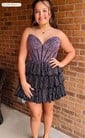 Sparkly A-line Strapless Tiered Beaded Homecoming Dresses