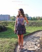 Sparkly A-line Strapless Tiered Beaded Homecoming Dresses