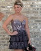 Sparkly A-line Strapless Tiered Beaded Homecoming Dresses