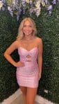Cut Out Bodycon Sweetheart Strapless Beaded Homecoming Dresses