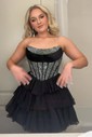 Sparkly A-line Straight Tiered Beaded Homecoming Dresses