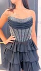 Sparkly A-line Straight Tiered Beaded Homecoming Dresses