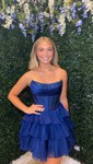 Sparkly A-line Straight Tiered Beaded Homecoming Dresses