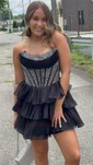 Sparkly A-line Straight Tiered Beaded Homecoming Dresses