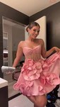 Corset Skater V-neck Satin Homecoming Dresses