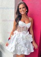 Corset Skater V-neck Satin Homecoming Dresses