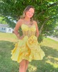 Corset Skater V-neck Satin Homecoming Dresses