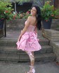 Corset Skater V-neck Satin Homecoming Dresses