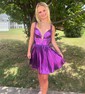 Sparkly A-line V-neck Metallic Homecoming Dresses
