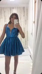 Sparkly A-line V-neck Metallic Homecoming Dresses