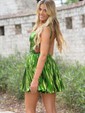 Sparkly A-line V-neck Metallic Homecoming Dresses