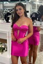 Cut Out Bodycon Satin Strapless Ruched Homecoming Dresses