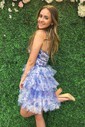 Sweetheart Skater Tiered Floral Homecoming Dresses