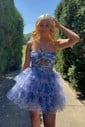 Sweetheart Skater Tiered Floral Homecoming Dresses