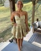 A-line Metallic Strapless Homecoming Dresses