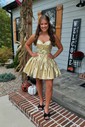 A-line Metallic Strapless Homecoming Dresses