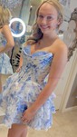 Corset A-line Floral Print Tiered Homecoming Dresses