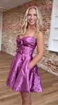 Cut Out A-line Taffeta Strapless Homecoming Dresses