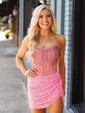 Sparkly Corset Strapless Sequin Bodycon Beaded Homecoming Dresses