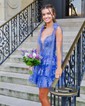 Corset Skater Halter Glitter Tulle Tiered Homecoming Dresses