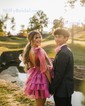 Trendy V-neck Organza Skater Tiered Homecoming Dresses