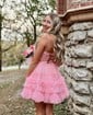Corset V-neck Glitter Tulle Appliques Skater Homecoming Dresses