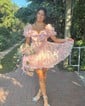 A-line Sweetheart Tulle Puffy Sleeves Homecoming Dresses