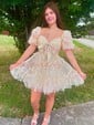 A-line Sweetheart Tulle Puffy Sleeves Homecoming Dresses
