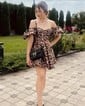 Off-the-shoulder Satin Cheetah Print Homecoming Dresses