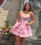 Corset A-line Strapless Floral Print Chiffon Tiered Homecoming Dresses