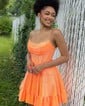 Sparkly A-line Strapless Satin Beaded Homecoming Dresses
