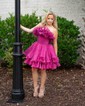Unique Skater Chiffon Ruffle Ruched Homecoming Dresses