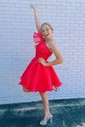 White One-Shoulder Organza Skater Homecoming Dresses