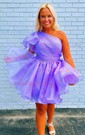 White One-Shoulder Organza Skater Homecoming Dresses