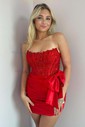 Corset Satin Straight Appliques Bodycon Homecoming Dresses