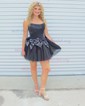 Corset Skater Satin Tulle Strapless Homecoming Dresses