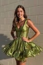 Sweetheart Organza Skater Ruffle Homecoming Dresses