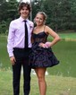Corset V-neck Satin Skater Homecoming Dresses