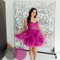 Corset V-neck Tulle Ruffle Skater Homecoming Dresses