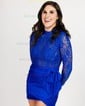 High Neck Lace Ruched Tight Long Sleeves Homecoming Dresses